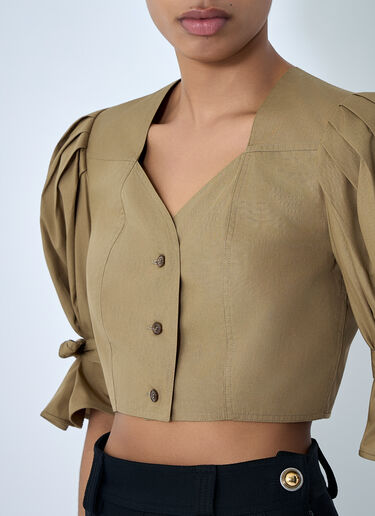 Structured Cropped Blouse Chloé Structured Cropped Blouse Olive chl0264005