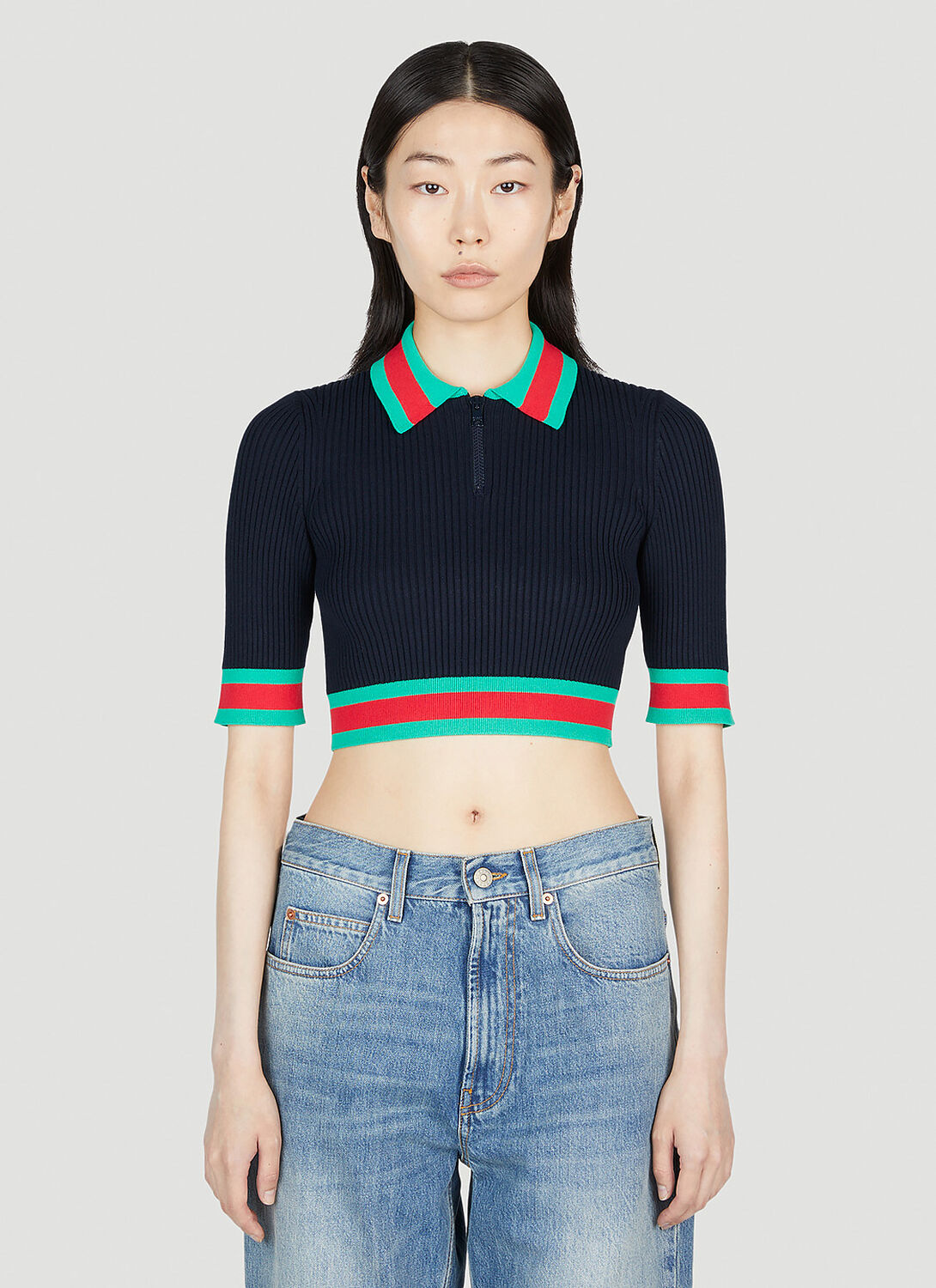 GUCCI CROPPED POLO TOP
