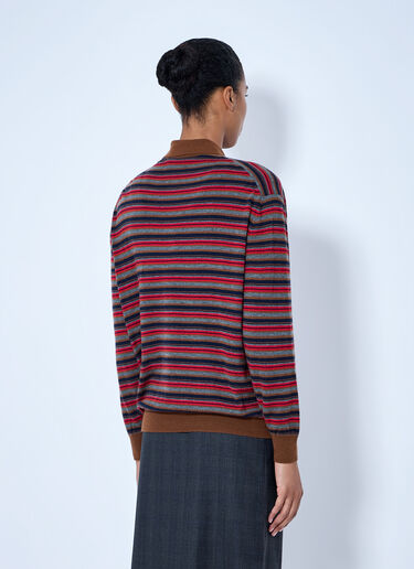 LN-CC® - Prada: Striped Polo Sweater - Red Prada Striped Polo Sweater Red pra0265006