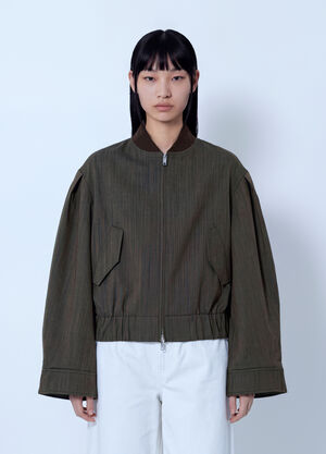 GANNI Light Wool Melange Boxy Jacket Brown gan0265044