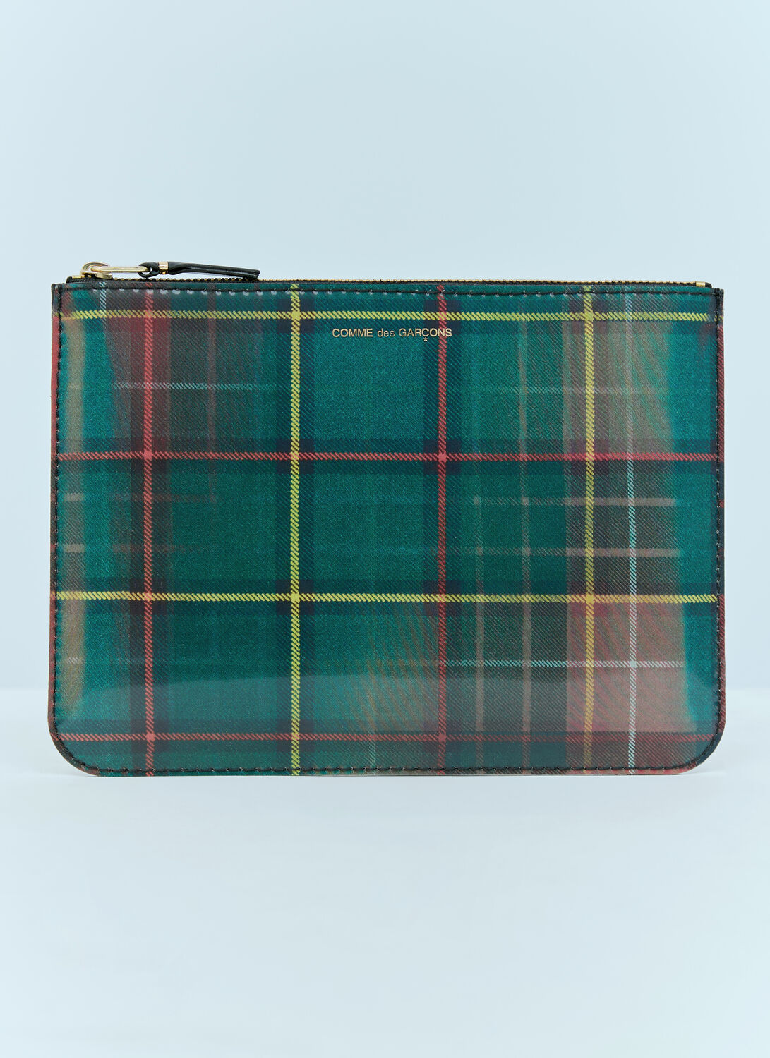 Shop Comme Des Garçons Lenticular Tartan Large Pouch In Multicolour