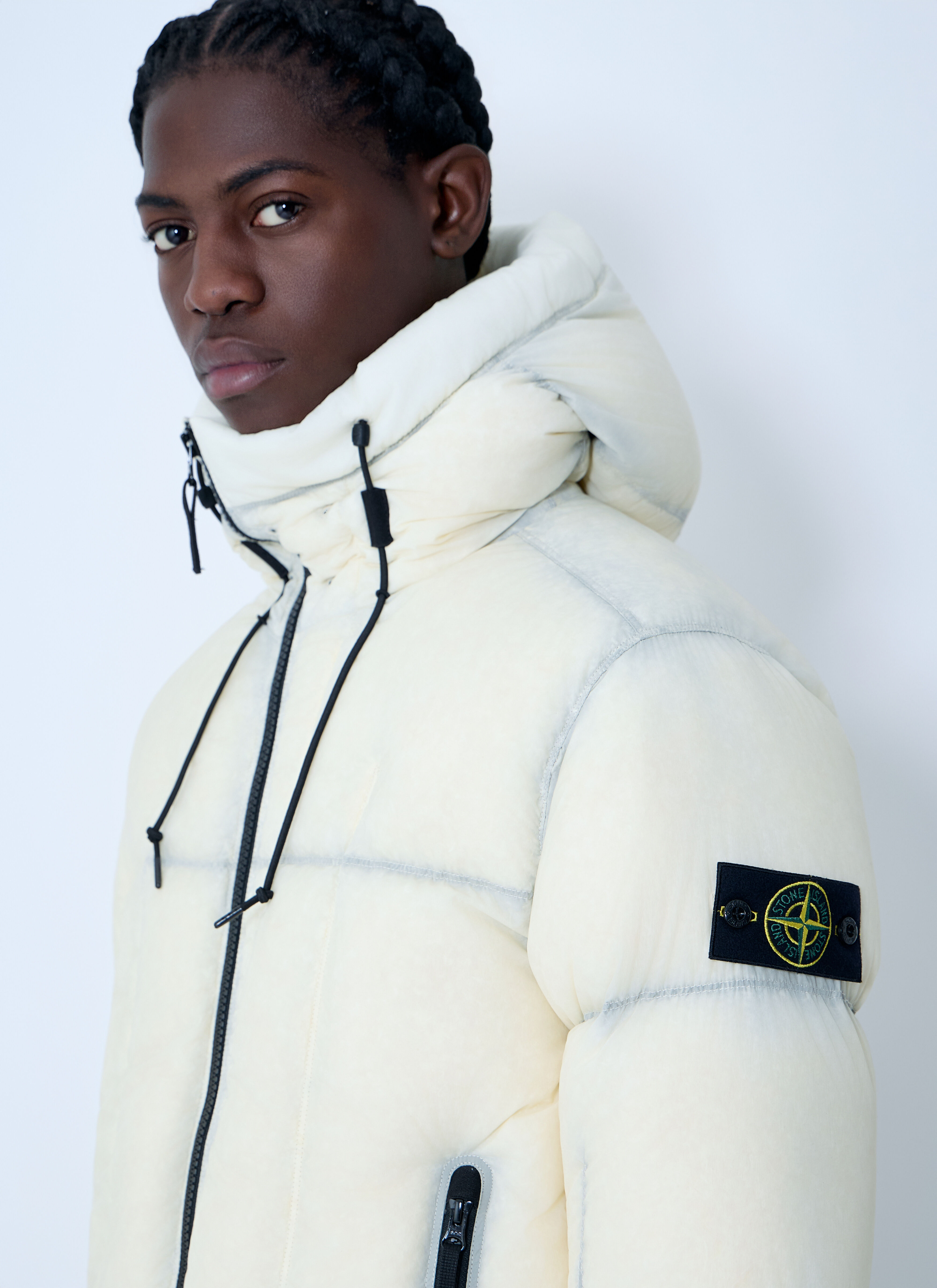 Stone Island Men's' Seam Faded Ligh Nylon Canvas Jacket in Ivory