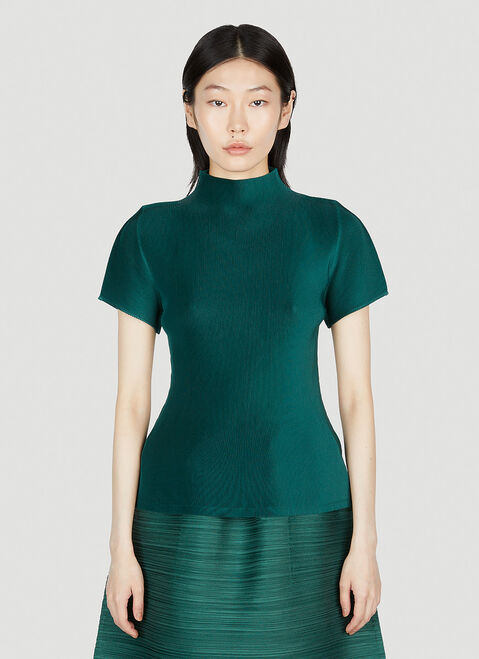Pleats Please Issey Miyake Mock Neck Top Black plp0252016