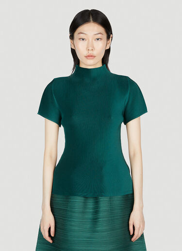 Pleats Please Issey Miyake Mock Neck Top Green plp0253005