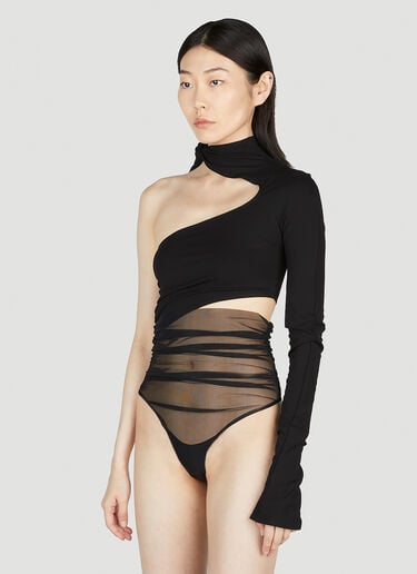 Mugler Asymmetric Bodysuit Black mug0252018