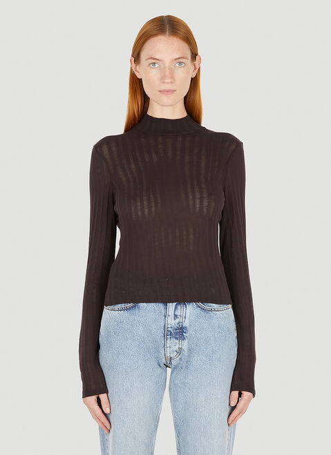 Eckhaus Latta Shrunk High Neck Knit Top Black eck0253002
