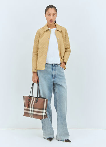 Burberry Medium Check Tote Bag Brown bur0255085