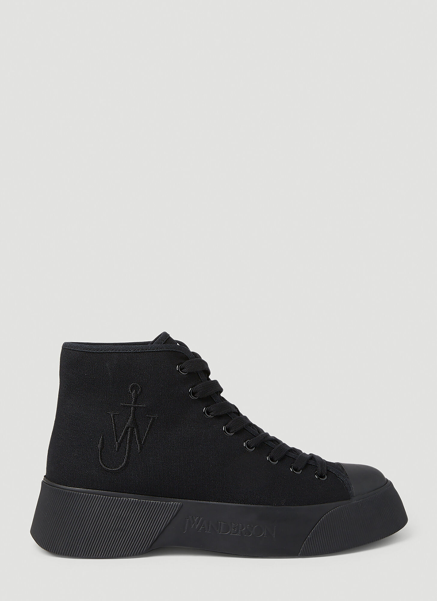 Jw Anderson Logo Embroidered High Top Sneakers In Black