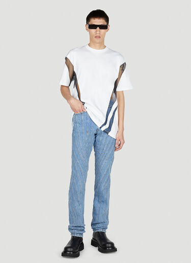 Mugler 시어 패널 티셔츠 화이트 mug0351002