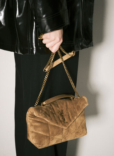 Saint Laurent Toy Puffer Suede Shoulder Bag Brown sla0258037