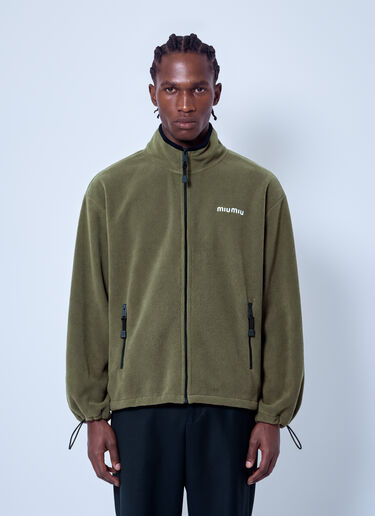 LN-CC® - Miu Miu: Fleece Zipper Jacket - Olive Miu Miu Fleece Zipper Jacket Olive miu0366009