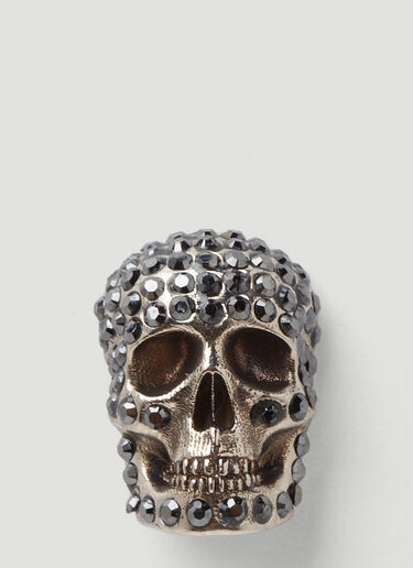 Alexander McQueen Pave Skull Pin Silver amq0249096