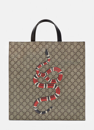 Gucci Snake Print GG Supreme Tote Bag Brown guc0127049