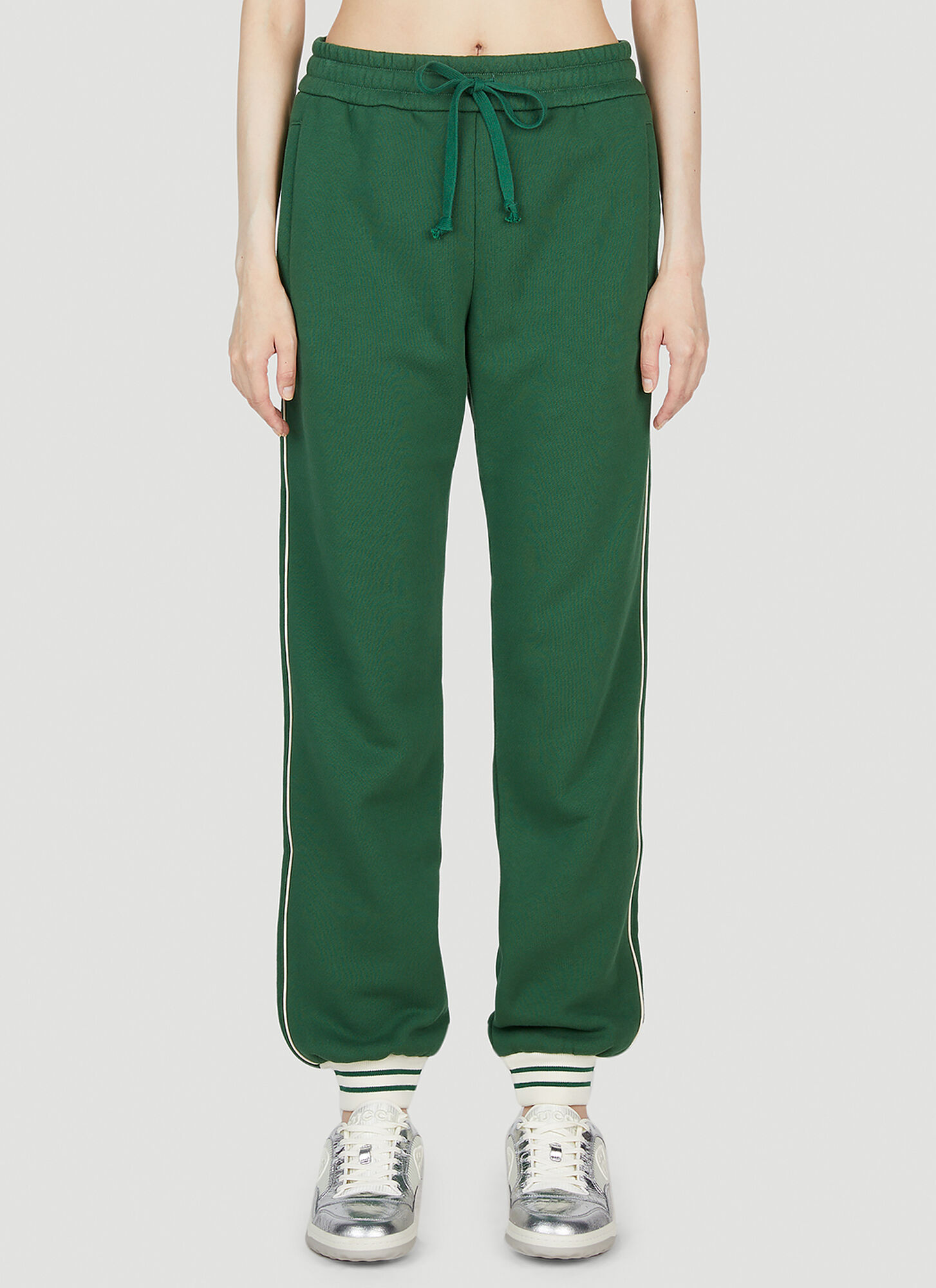 Shop Gucci Interlocking G Track Pants In Green