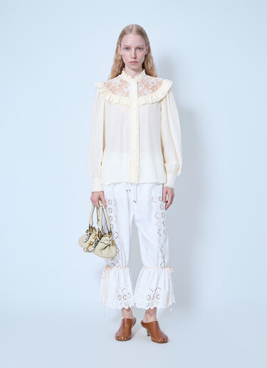 LN-CC® - Chloé: Fluid Drawstring Trousers - White Chloé Fluid Drawstring Trousers White chl0265007