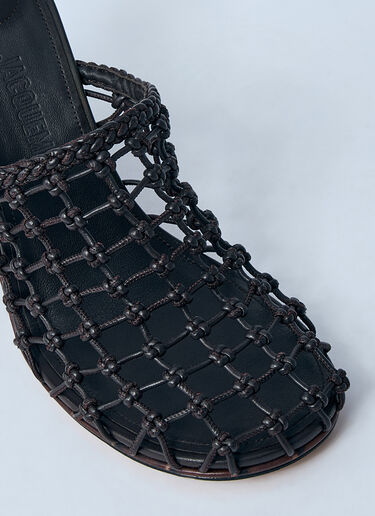 Jacquemus Les Doubles Tressées 坡跟凉鞋  黑色 jac0260043