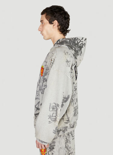 Balenciaga Scribbled Zip Up Hooded Sweatshirt Grey bal0152055