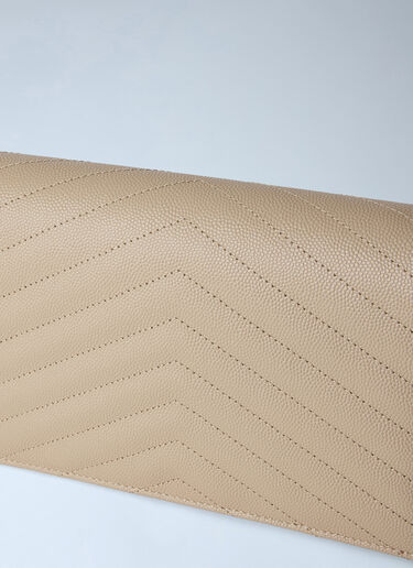 LN-CC® - Saint Laurent: Cassandre Envelope Chain Wallet In Grain De Poudre Leather - Beige Saint Laurent Cassandre Envelope Chain Wallet In Grain De Poudre Leather Beige sla0265099