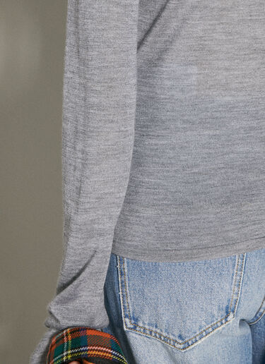 캐시미어 울 실크 스웨터 Saint Laurent 캐시미어 울 실크 스웨터 그레이 sla0254005