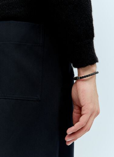 Bottega Veneta 編み込みレザーブレスレット ブラック bov0155040
