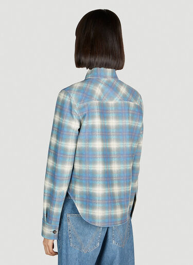 Bottega Veneta Flannel Print Leather Shirt Blue bov0252067