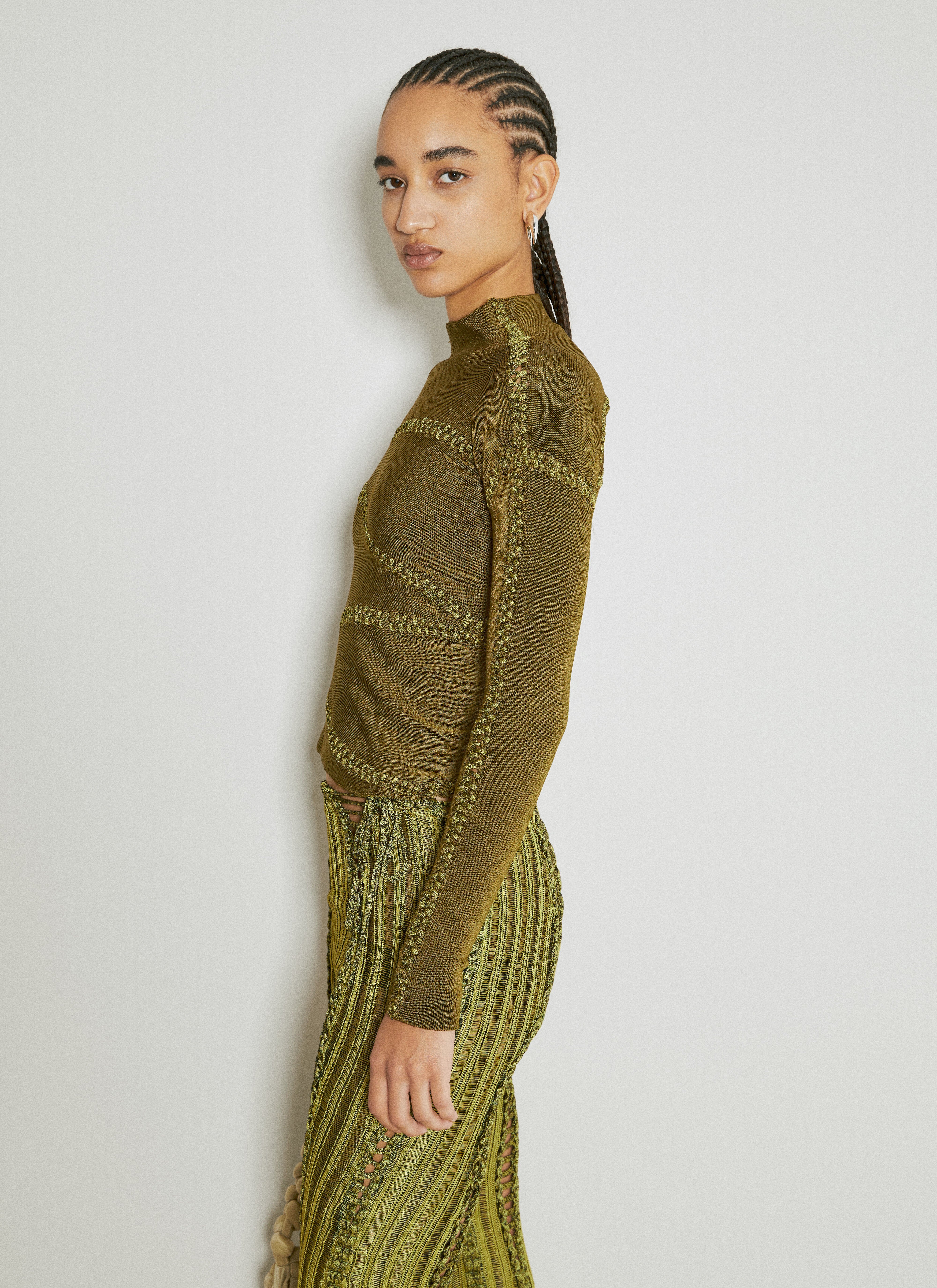 Isa Boulder Women's' Jigsaw High Neck Knit Top in Green | LN-CC®