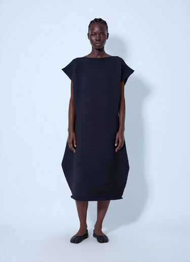 LN-CC® - Pleats Please Issey Miyake: Zig Zag Knit Dress - Black Pleats Please Issey Miyake Zig Zag Knit Dress Black plp0266028