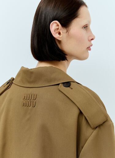 Miu Miu Double-Breasted Gabardine Trench Coat Khaki miu0256082