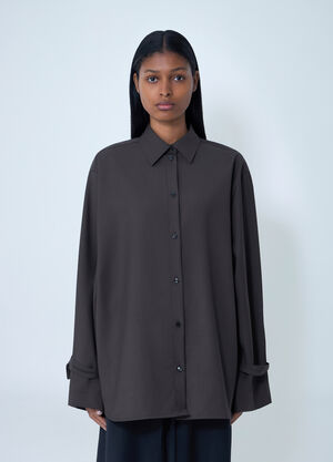 TOTEME Tie-Cuff Shirt Brown tot0263017