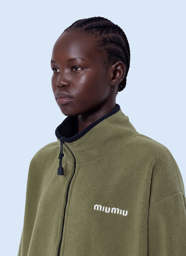 LN-CC® - Miu Miu: Fleece Zipper Jacket - Olive Miu Miu Fleece Zipper Jacket Olive miu0366009