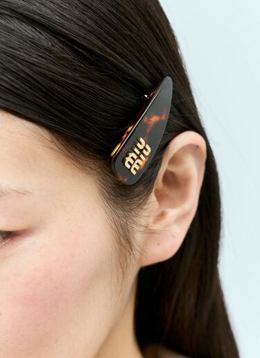 로고 플라크 헤어 클립 Miu Miu 로고 플라크 헤어 클립 골드 miu0255022