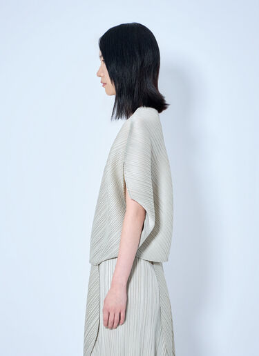 Pleats Please Issey Miyake Pleated Asymmetric Top Beige plp0264018