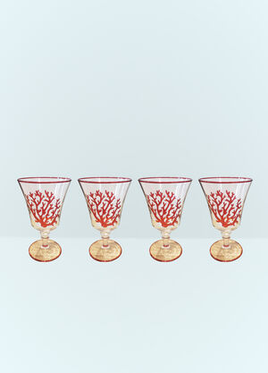 Les-Ottomans Set Of Four Coral Glasses Clear wps0691544
