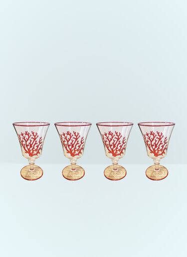 Les-Ottomans Set Of Four Coral Glasses Clear wps0691544