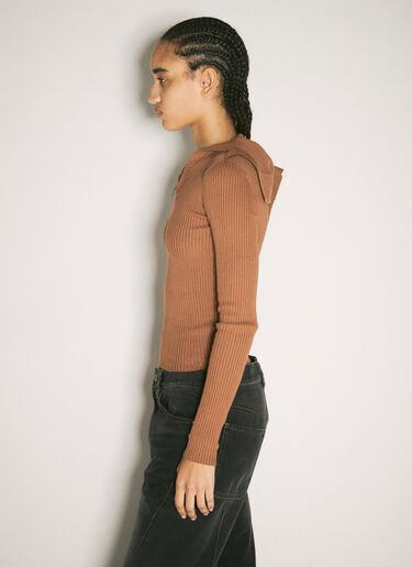 Y/Project Pinched Shoulder Rib Sweater Brown ypr0258004