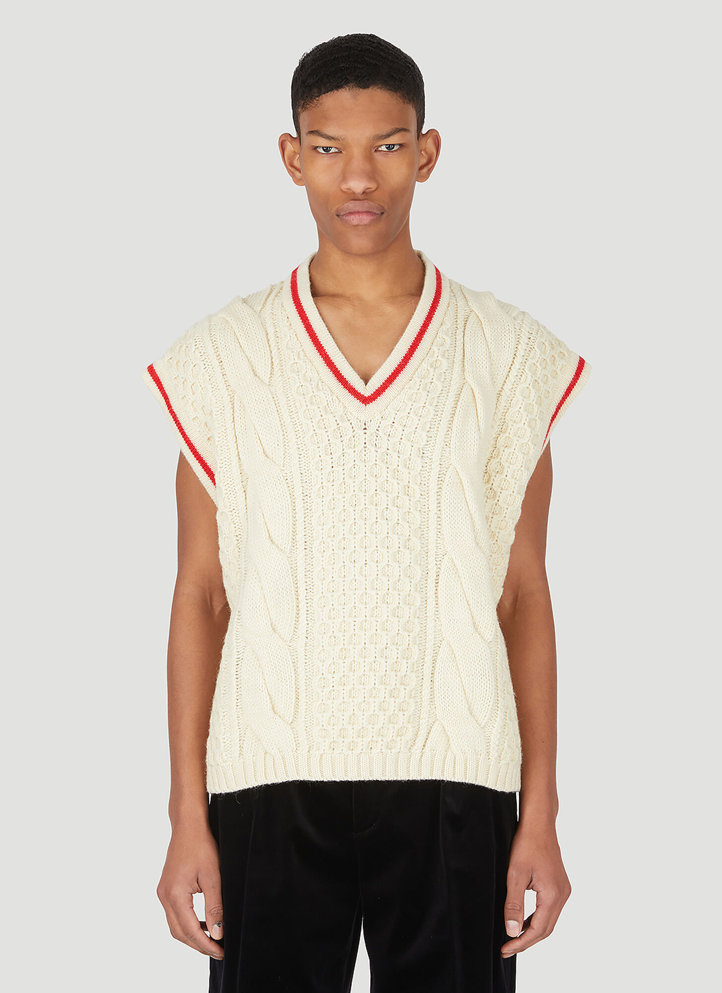 Color Block Sweater Vest, Louis Vuitton Neverfull and Gucci Belt