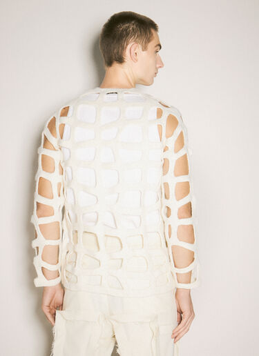 Comme des Garçons Homme Plus 镂花羊毛针织衫 乳白色 hpl0158006