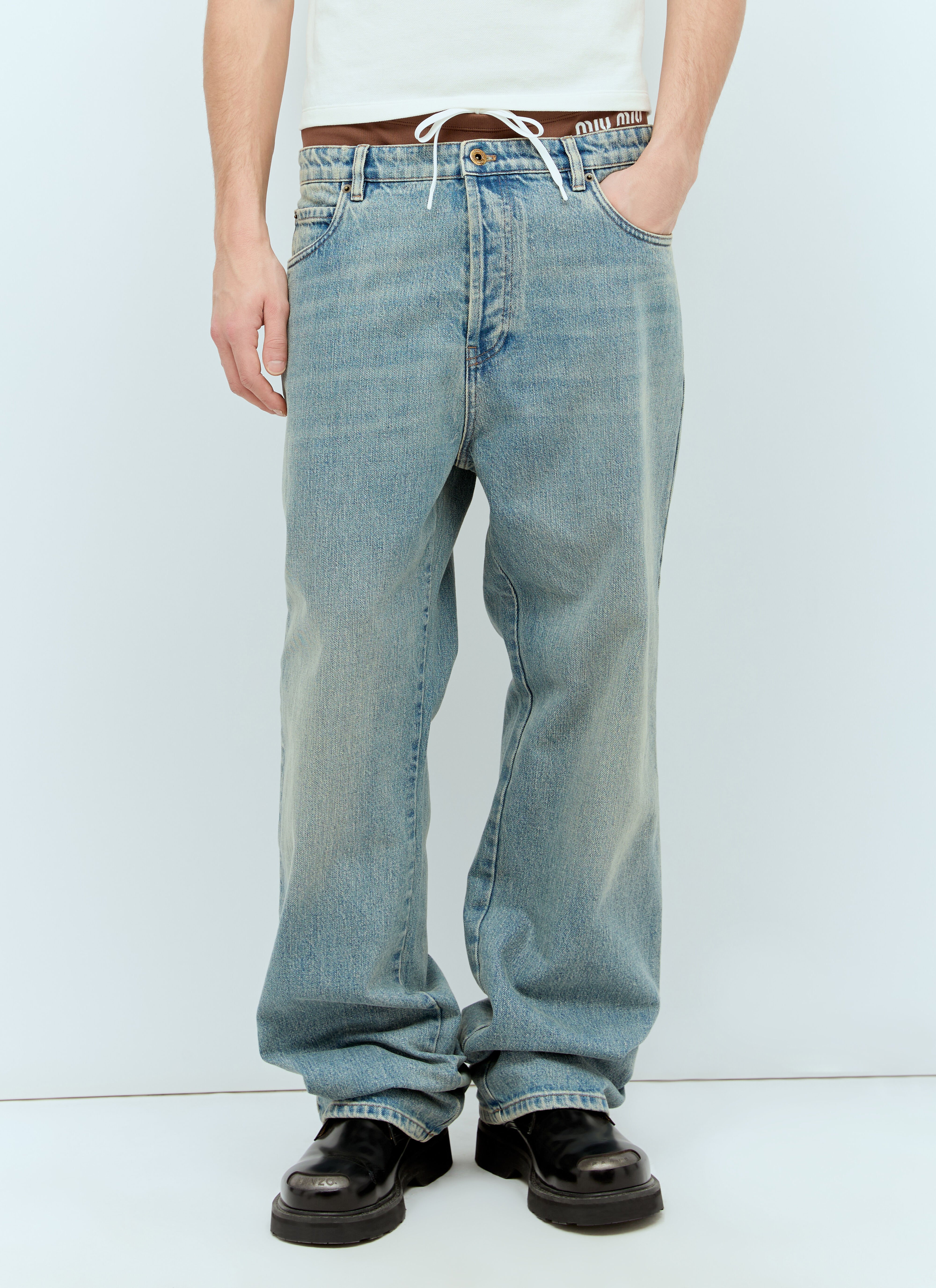 Miu Miu Five Pocket Jeans Beige miu0155005
