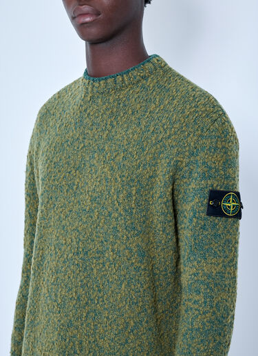 LN-CC® - Stone Island: Crewneck Textured Knit Sweater - Green Stone Island Crewneck Textured Knit Sweater Green sto0165012