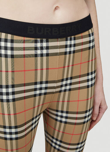 Burberry 徽标细节 Vintage 格纹打底裤 米 bur0236010