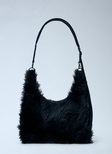 LN-CC® - Yohji Yamamoto: 3 Way Shoulder Strap Fur Bag - Black Yohji Yamamoto 3 Way Shoulder Strap Fur Bag Black yoy0263011