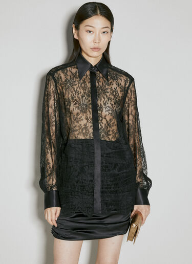 Dolce & Gabbana 새틴 트림 샹티 레이스 셔츠  블랙 dol0254021