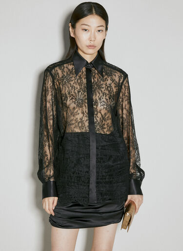 Dolce & Gabbana サテントリム付きシャンティレースシャツ  ブラック dol0254021