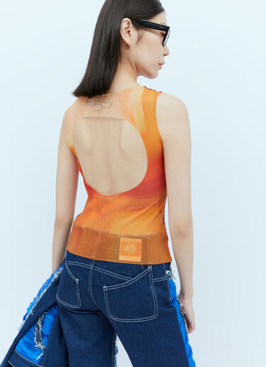 Paula Canovas del Vas Cut-Out Sleeveless Mesh Top Orange pcd0254005