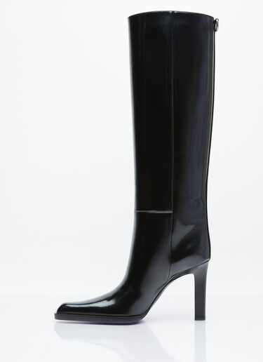 Saint Laurent Nina High Leather Boots Black sla0253057