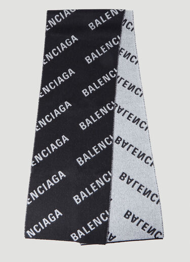 Balenciaga All-Over Logo Macro Scarf Black bal0146070
