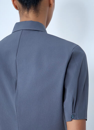 Jil Sander Short-Sleeve Button-Down Crop Shirt Grey jil0264033