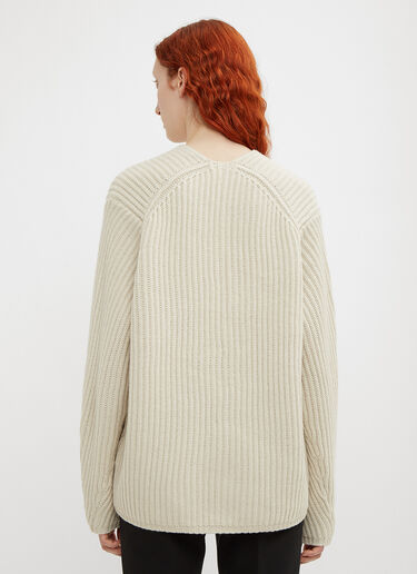Acne Studios Deborah Deep V-Neck Knit Sweater Beige acn0234024