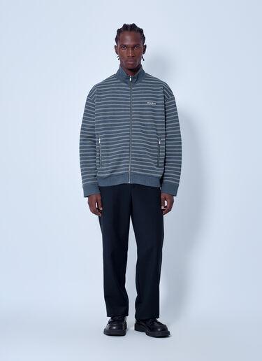 LN-CC® - Miu Miu: Striped Cotton Fleece Jacket - Grey Miu Miu Striped Cotton Fleece Jacket Grey miu0366011