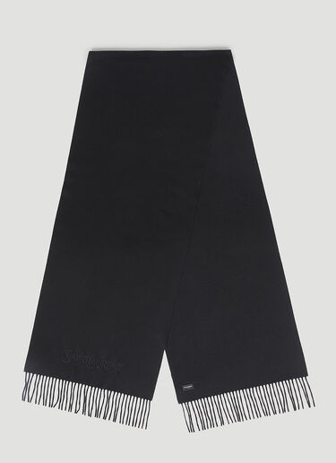 Saint Laurent 徽标刺绣羊绒围巾 黑色 sla0154064